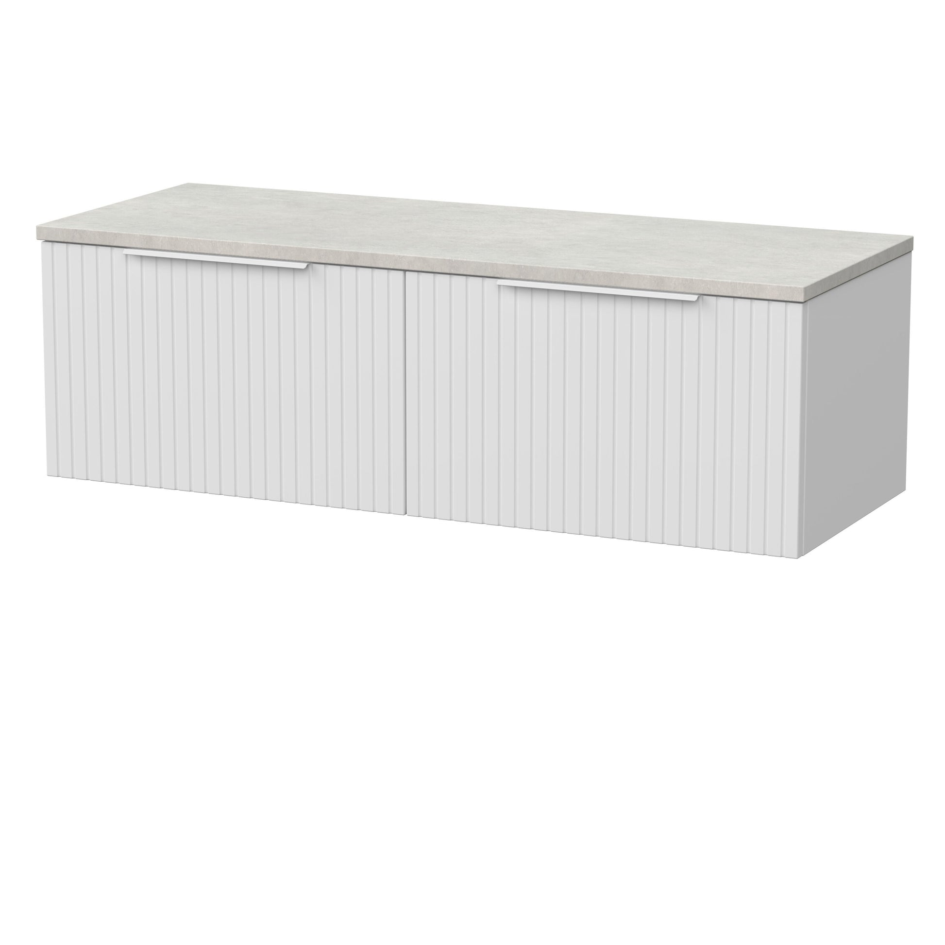 [BFLF122LSWG2] Callingwood Contemporary Wall Hung 2 Drawer 1200mm Vanity Unit with White Sparkle Laminate Worktop, Choice of Colour - Cutout