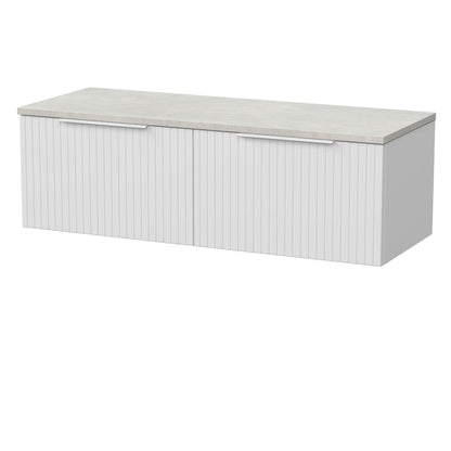 [BFLF122LSWG2] Callingwood Contemporary Wall Hung 2 Drawer 1200mm Vanity Unit with White Sparkle Laminate Worktop, Choice of Colour - Cutout