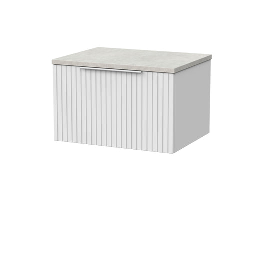 [BFLF122LSWG] Callingwood Contemporary Wall Hung 1 Drawer Vanity Unit with White Sparkle Laminate Worktop, Choice of Size and Colour - Cutout
