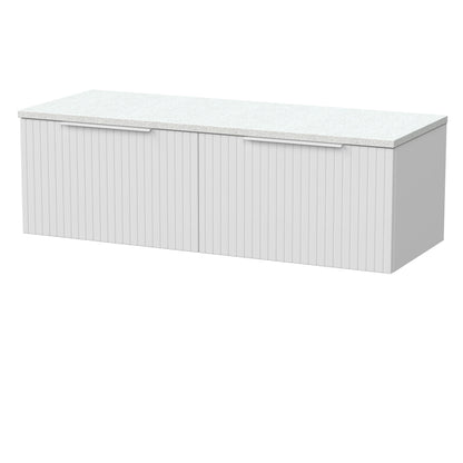 [BFLF122LWN2] Callingwood Contemporary Wall Hung 2 Drawer 1200mm Vanity Unit with White Nebula Laminate Worktop, Choice of Colour - Cutout