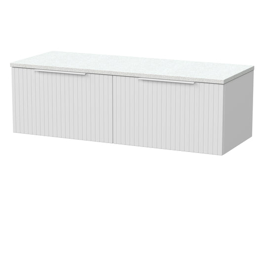 [BFLF122LWN2] Callingwood Contemporary Wall Hung 2 Drawer 1200mm Vanity Unit with White Nebula Laminate Worktop, Choice of Colour - Cutout