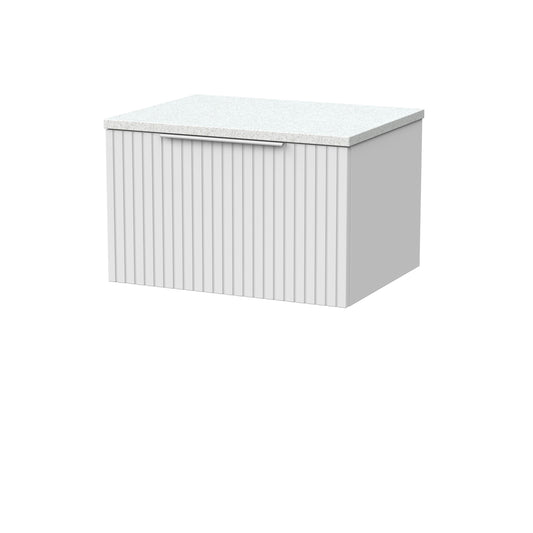 [BFLF122LWN] Callingwood Contemporary Wall Hung 1 Drawer Vanity Unit with White Nebula Laminate Worktop, Choice of Size and Colour - Cutout