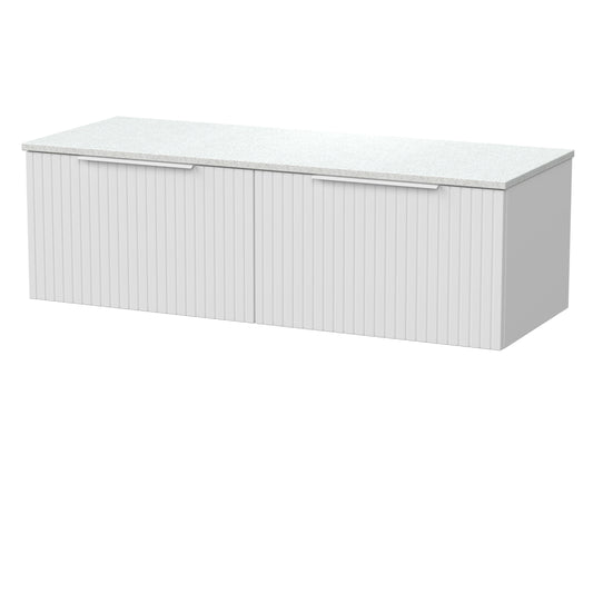 [BFLF122WMT2] Callingwood Contemporary Wall Hung 2 Drawer 1200mm Vanity Unit with White Marble Worktop, Choice of Colour - Cutout