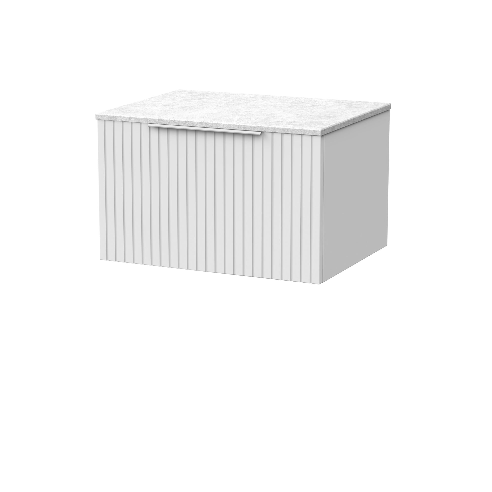 [BFLF122WMT] Callingwood Contemporary Wall Hung 1 Drawer Vanity Unit with White Marble Worktop, Choice of Size and Colour - Cutout