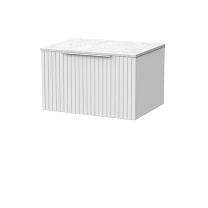 [BFLF122WMT] Callingwood Contemporary Wall Hung 1 Drawer Vanity Unit with White Marble Worktop, Choice of Size and Colour - Cutout