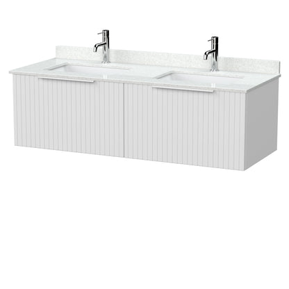 [BFLF122WS2] Callingwood Contemporary Wall Hung 2 Drawer 1200mm Vanity Unit with Marble Worktop and Double Basin, Choice of Colour - Cutout