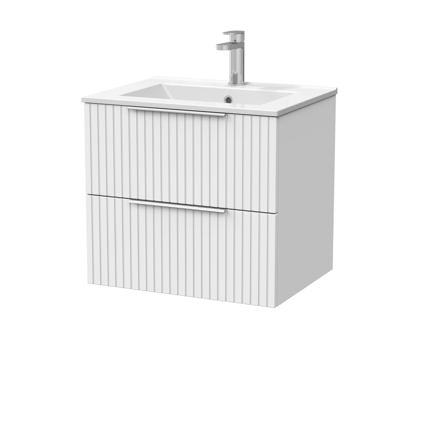 [BFLF124C] Callingwood Contemporary Wall Hung 2 Drawer Vanity Unit with Minimalist Ceramic Basin, Choice of Size and Colour - Cutout