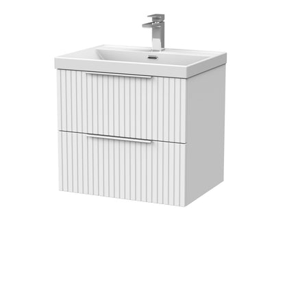 [BFLF124E] Callingwood Contemporary Wall Hung 2 Drawer Vanity Unit with Thin-Edge Ceramic Basin, Choice of Size and Colour - Cutout