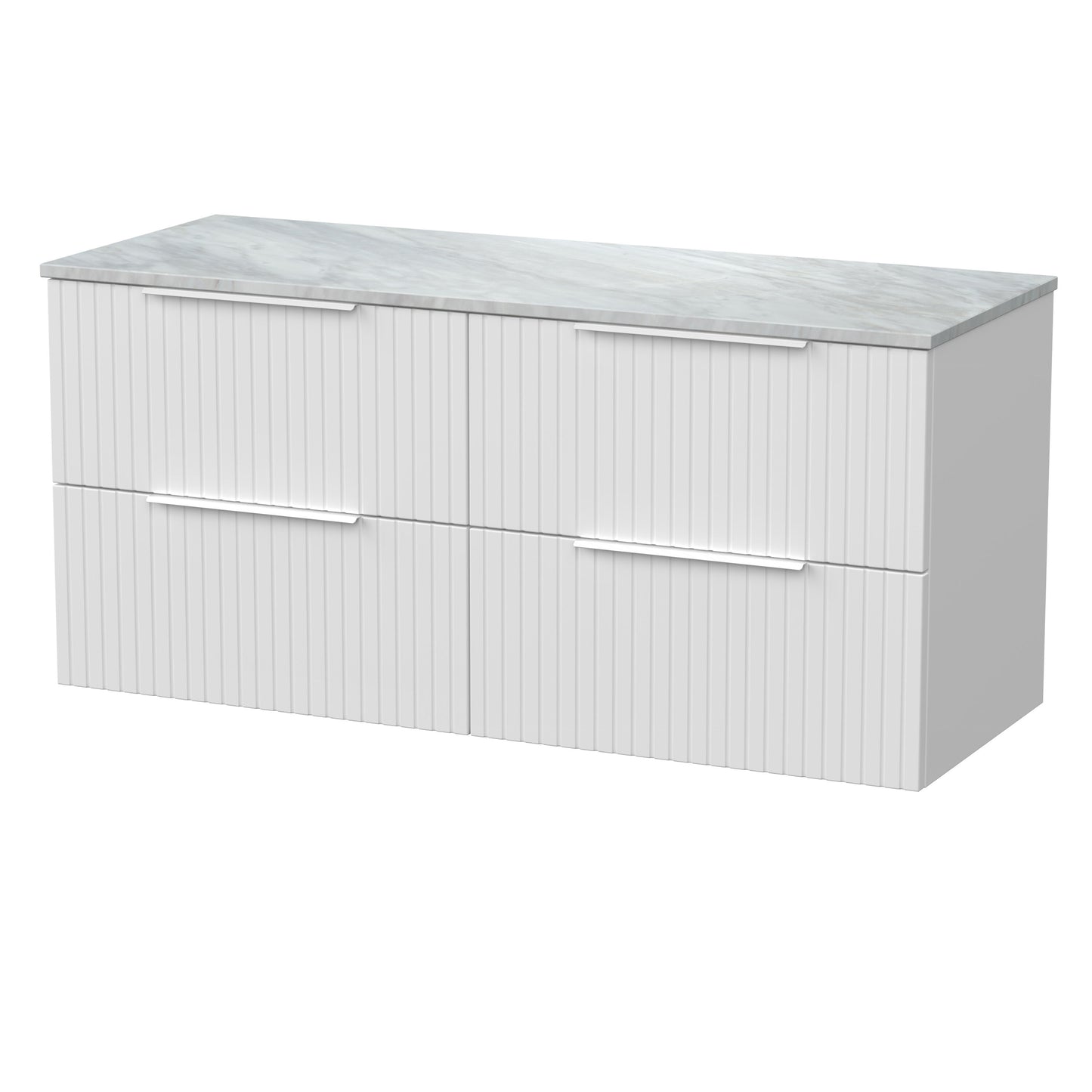 [BFLF124GMT2] Callingwood Contemporary Wall Hung 4 Drawer 1200mm Vanity Unit with Grey Marble Worktop, Choice of Colour - Cutout