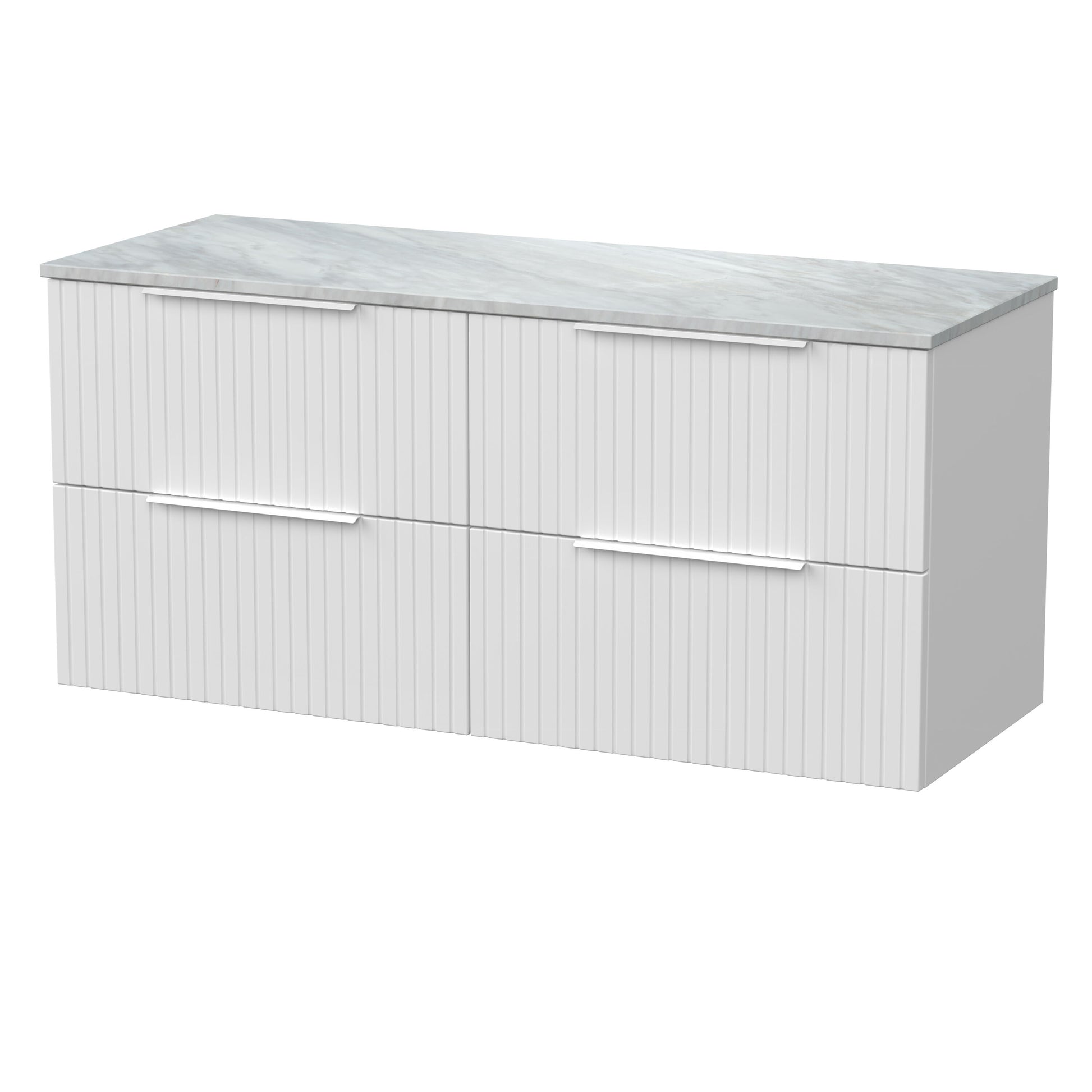 [BFLF124GMT2] Callingwood Contemporary Wall Hung 4 Drawer 1200mm Vanity Unit with Grey Marble Worktop, Choice of Colour - Cutout