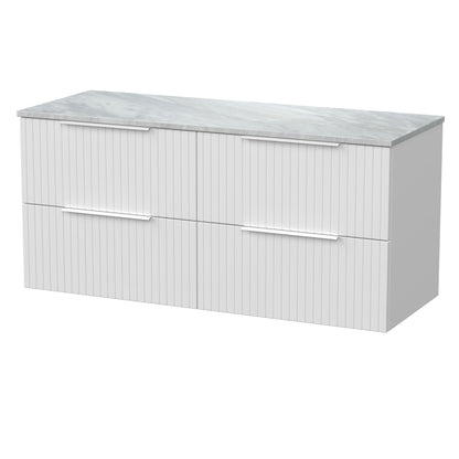 [BFLF124GMT2] Callingwood Contemporary Wall Hung 4 Drawer 1200mm Vanity Unit with Grey Marble Worktop, Choice of Colour - Cutout