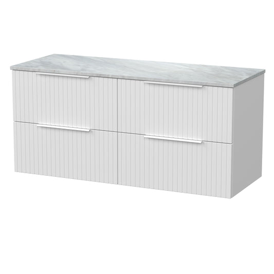 [BFLF124GMT2] Callingwood Contemporary Wall Hung 4 Drawer 1200mm Vanity Unit with Grey Marble Worktop, Choice of Colour - Cutout