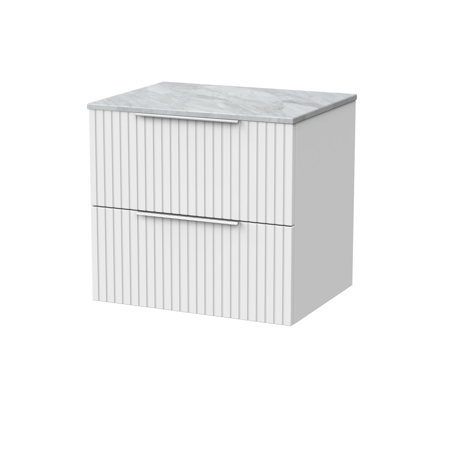 [BFLF124GMT] Callingwood Contemporary Wall Hung 2 Drawer Vanity Unit with Grey Marble Worktop, Choice of Size and Colour - Cutout