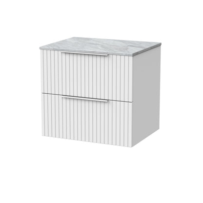 [BFLF124GMT] Callingwood Contemporary Wall Hung 2 Drawer Vanity Unit with Grey Marble Worktop, Choice of Size and Colour - Cutout