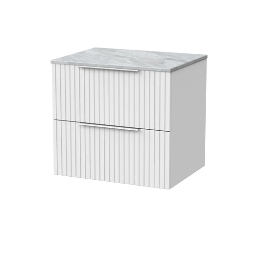 [BFLF124GMT] Callingwood Contemporary Wall Hung 2 Drawer Vanity Unit with Grey Marble Worktop, Choice of Size and Colour - Cutout