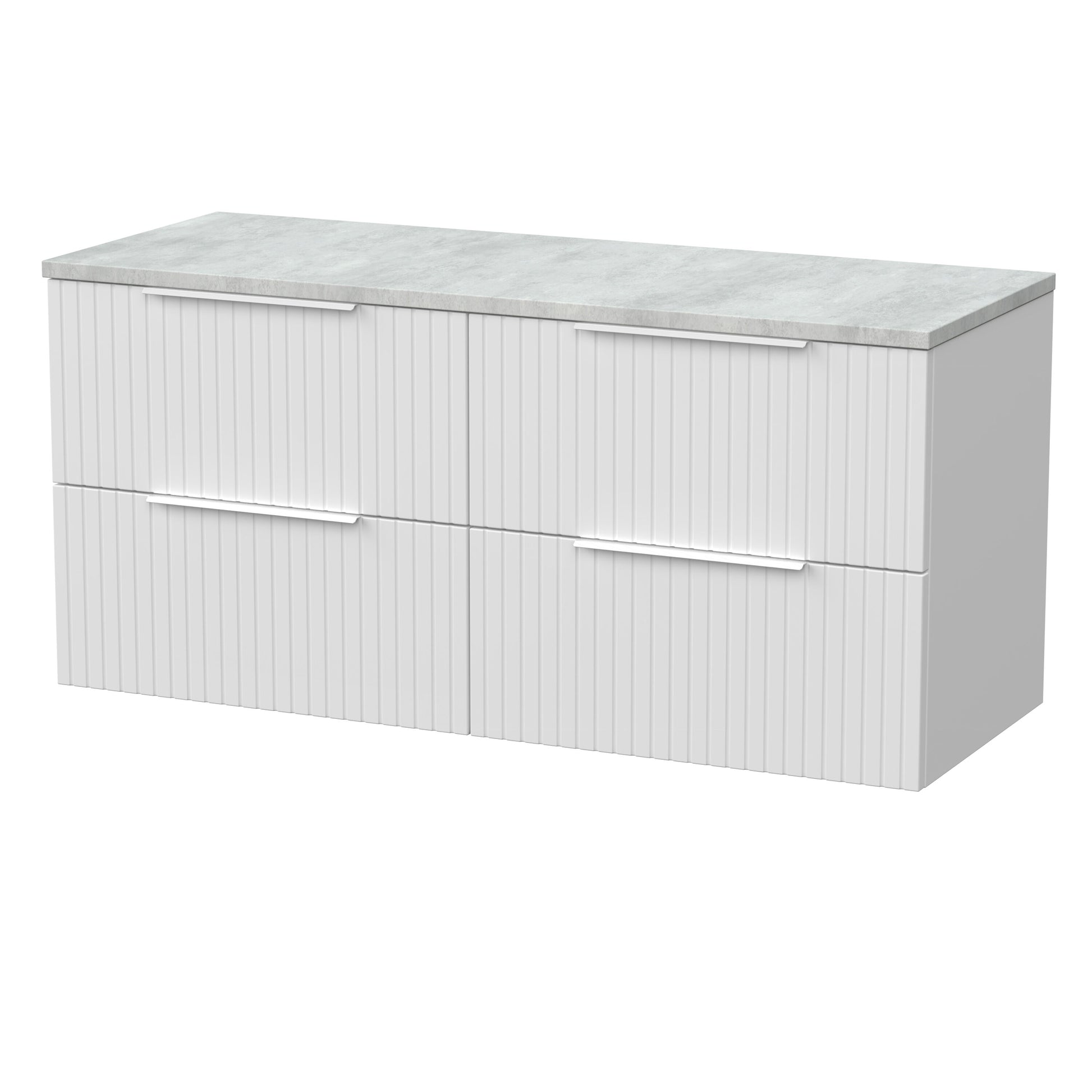 [BFLF124LBG2] Callingwood Contemporary Wall Hung 4 Drawer 1200mm Vanity Unit with Bellato Grey Laminate Worktop, Choice of Colour - Cutout