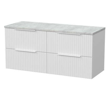 [BFLF124LBG2] Callingwood Contemporary Wall Hung 4 Drawer 1200mm Vanity Unit with Bellato Grey Laminate Worktop, Choice of Colour - Cutout