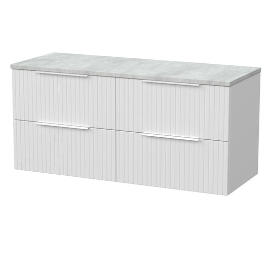 [BFLF124LBG2] Callingwood Contemporary Wall Hung 4 Drawer 1200mm Vanity Unit with Bellato Grey Laminate Worktop, Choice of Colour - Cutout