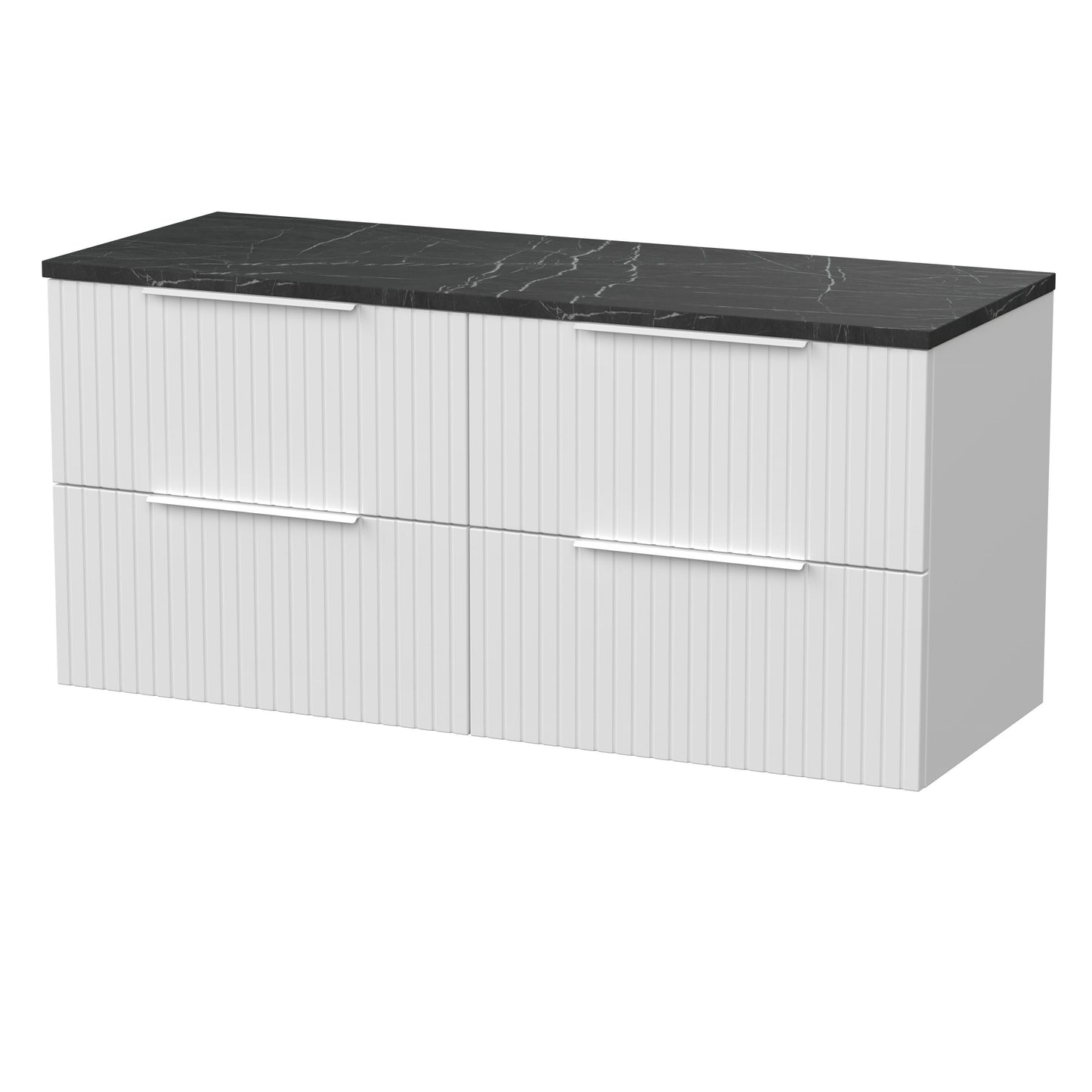 [BFLF124LBP2] Callingwood Contemporary Wall Hung 4 Drawer 1200mm Vanity Unit with Black Pietra Marble Laminate Worktop, Choice of Colour - Cutout