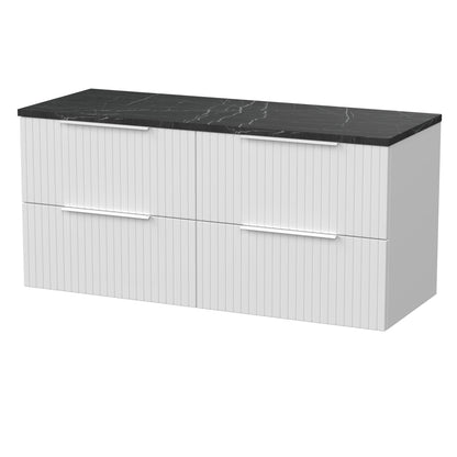 [BFLF124LBP2] Callingwood Contemporary Wall Hung 4 Drawer 1200mm Vanity Unit with Black Pietra Marble Laminate Worktop, Choice of Colour - Cutout