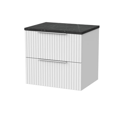 [BFLF124LBP] Callingwood Contemporary Wall Hung 2 Drawer Vanity Unit with Black Pietra Marble Laminate Worktop, Choice of Size and Colour - Cutout