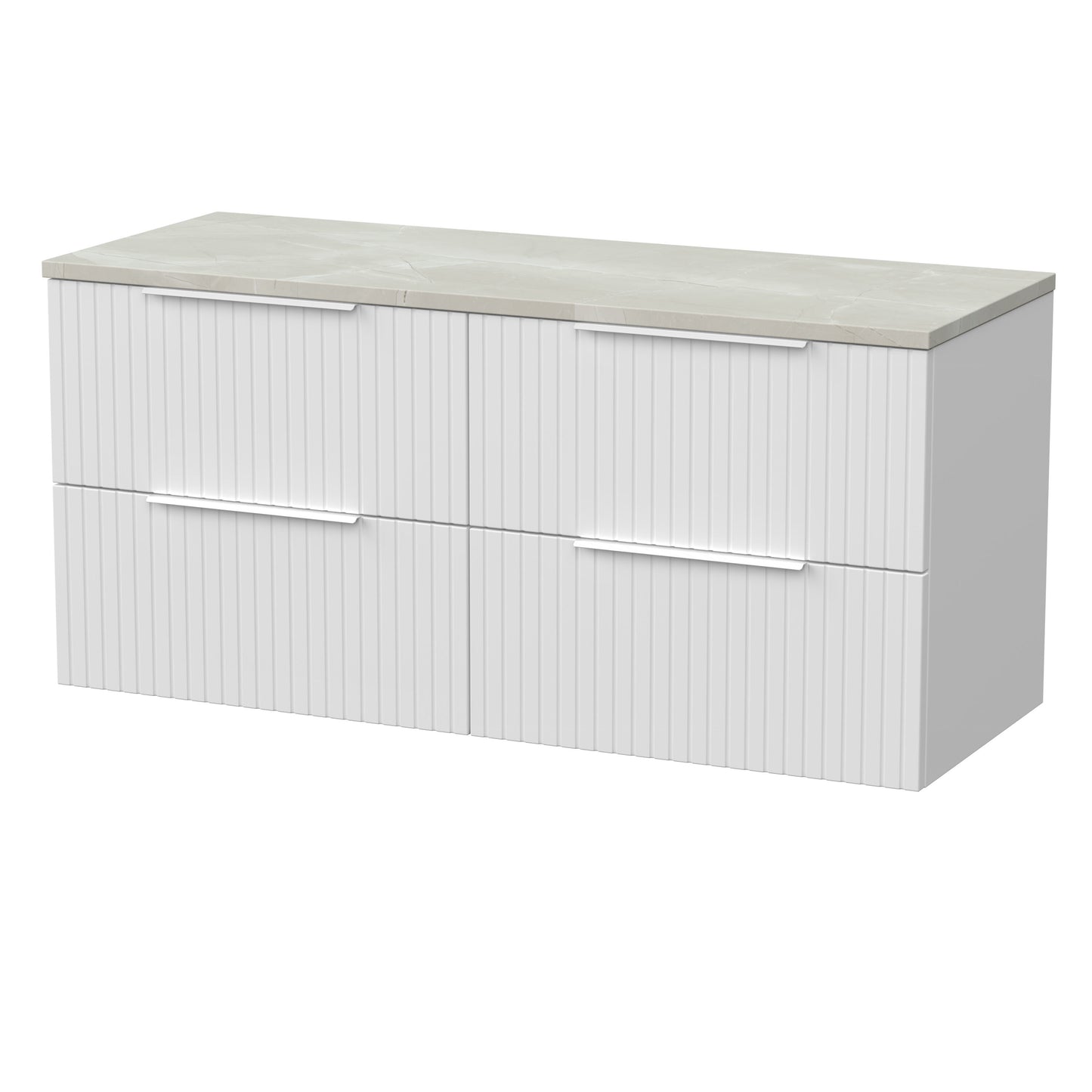 [BFLF124LMP2] Callingwood Contemporary Wall Hung 4 Drawer 1200mm Vanity Unit with Marble Plaster Laminate Worktop, Choice of Colour - Cutout