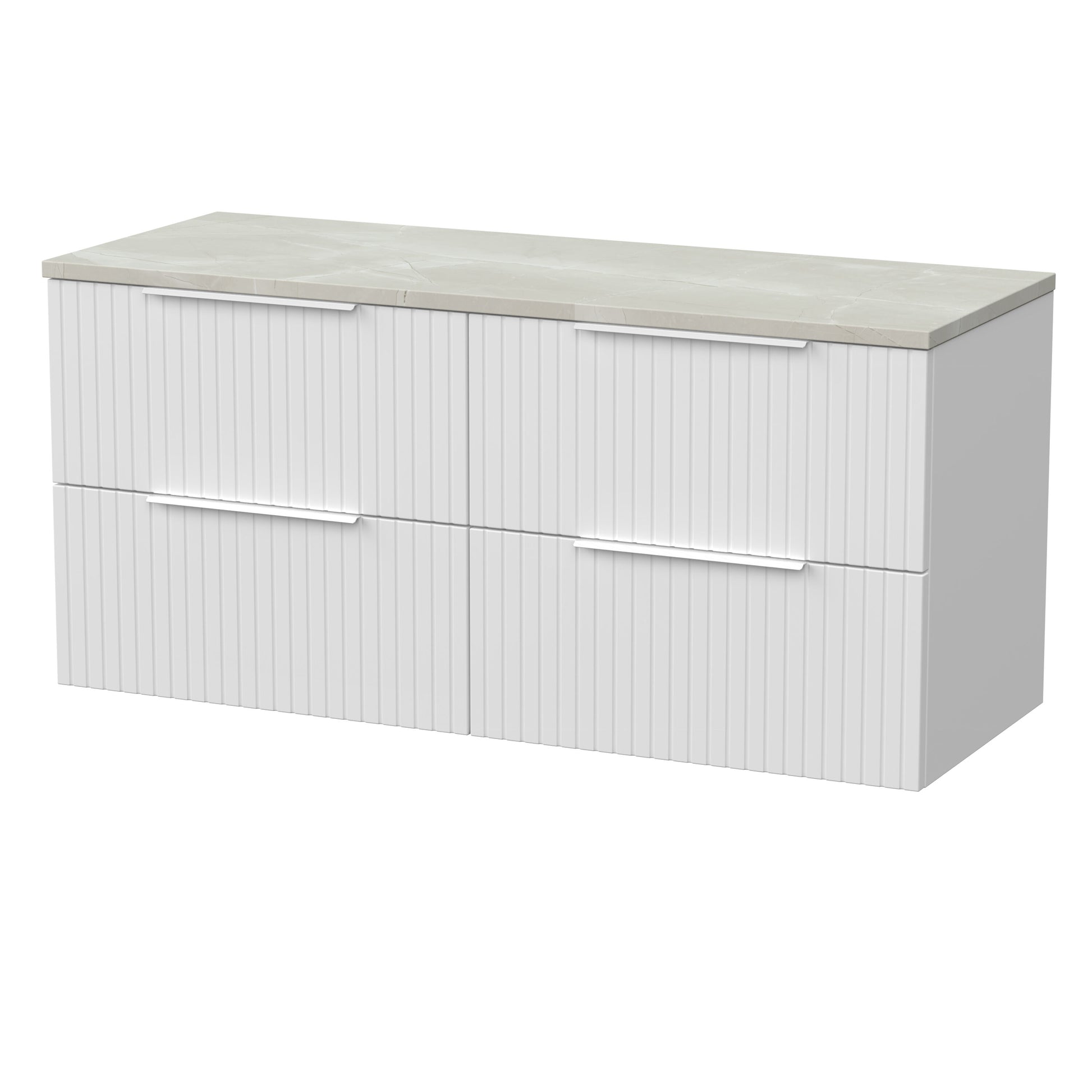 [BFLF124LMP2] Callingwood Contemporary Wall Hung 4 Drawer 1200mm Vanity Unit with Marble Plaster Laminate Worktop, Choice of Colour - Cutout