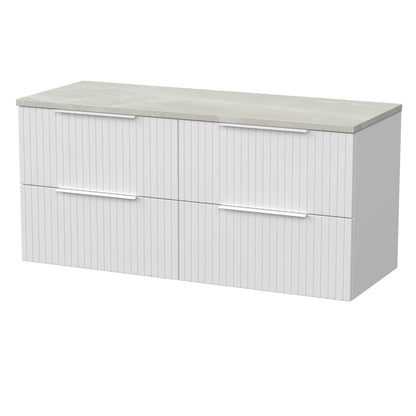 [BFLF124LMP2] Callingwood Contemporary Wall Hung 4 Drawer 1200mm Vanity Unit with Marble Plaster Laminate Worktop, Choice of Colour - Cutout