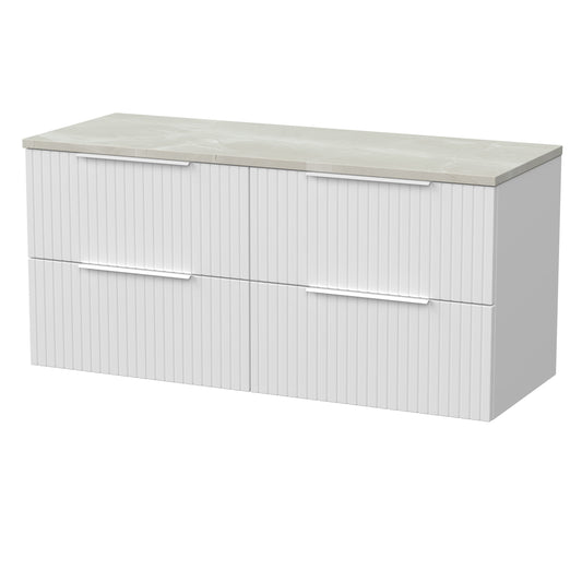[BFLF124LMP2] Callingwood Contemporary Wall Hung 4 Drawer 1200mm Vanity Unit with Marble Plaster Laminate Worktop, Choice of Colour - Cutout