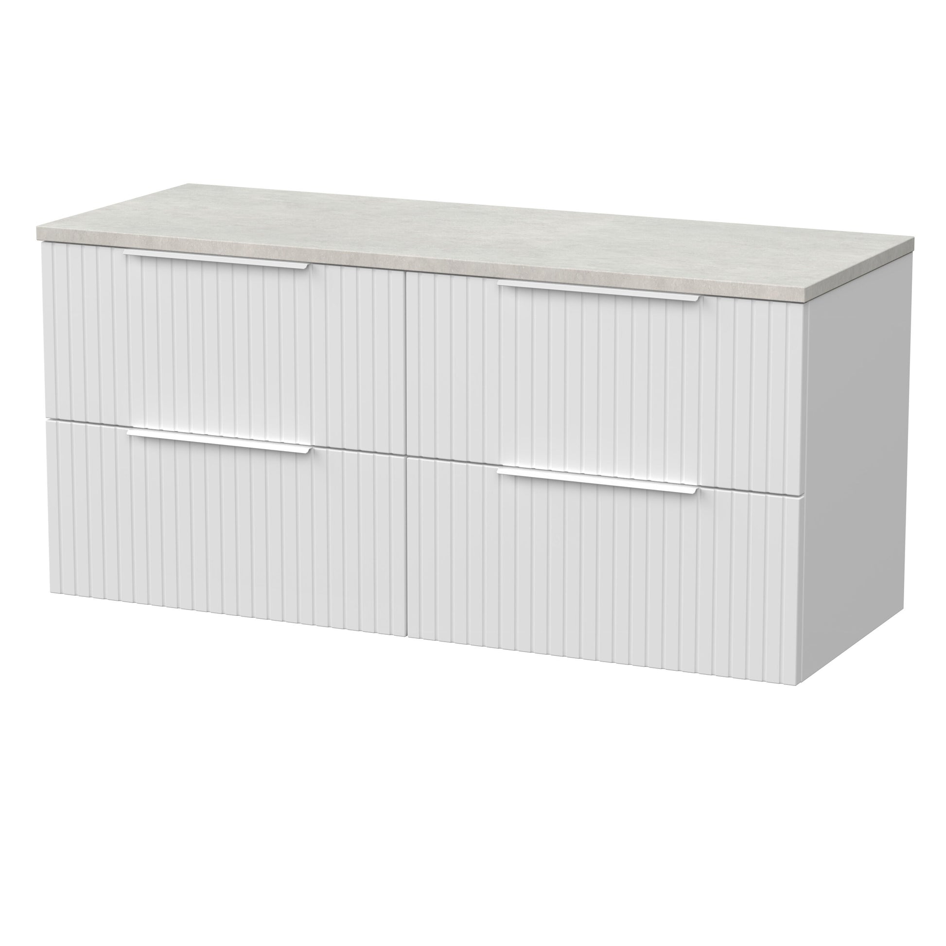 [BFLF124LSWG2] Callingwood Contemporary Wall Hung 4 Drawer 1200mm Vanity Unit with White Sparkle Laminate Worktop, Choice of Colour - Cutout