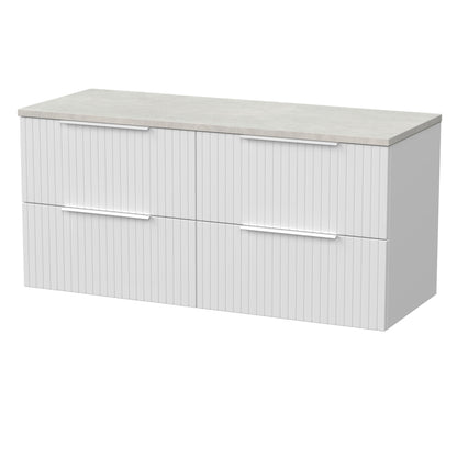 [BFLF124LSWG2] Callingwood Contemporary Wall Hung 4 Drawer 1200mm Vanity Unit with White Sparkle Laminate Worktop, Choice of Colour - Cutout