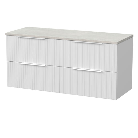 [BFLF124LSWG2] Callingwood Contemporary Wall Hung 4 Drawer 1200mm Vanity Unit with White Sparkle Laminate Worktop, Choice of Colour - Cutout