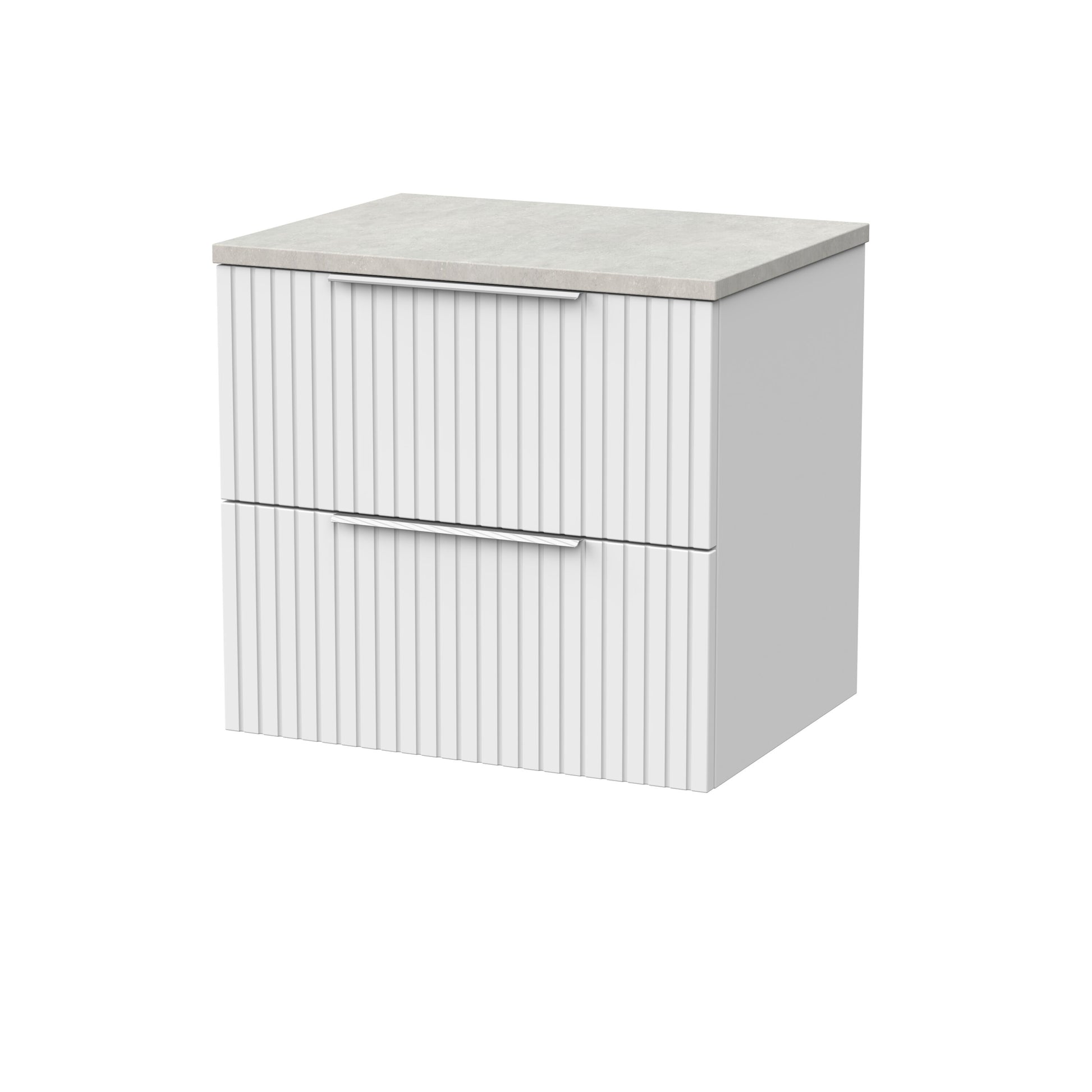 [BFLF124LSWG] Callingwood Contemporary Wall Hung 2 Drawer Vanity Unit with White Sparkle Laminate Worktop, Choice of Size and Colour - Cutout