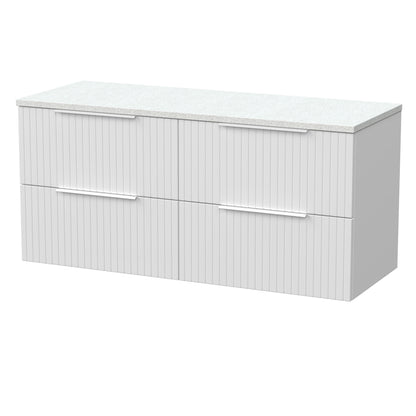 [BFLF124LWN2] Callingwood Contemporary Wall Hung 4 Drawer 1200mm Vanity Unit with White Nebula Laminate Worktop, Choice of Colour - Cutout