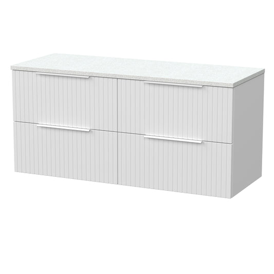 [BFLF124LWN2] Callingwood Contemporary Wall Hung 4 Drawer 1200mm Vanity Unit with White Nebula Laminate Worktop, Choice of Colour - Cutout