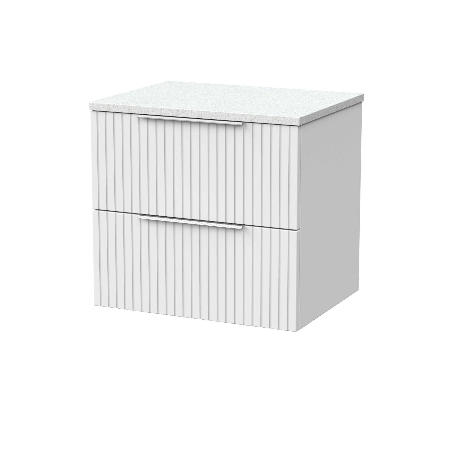 [BFLF124LWN] Callingwood Contemporary Wall Hung 2 Drawer Vanity Unit with White Nebula Laminate Worktop, Choice of Size and Colour - Cutout