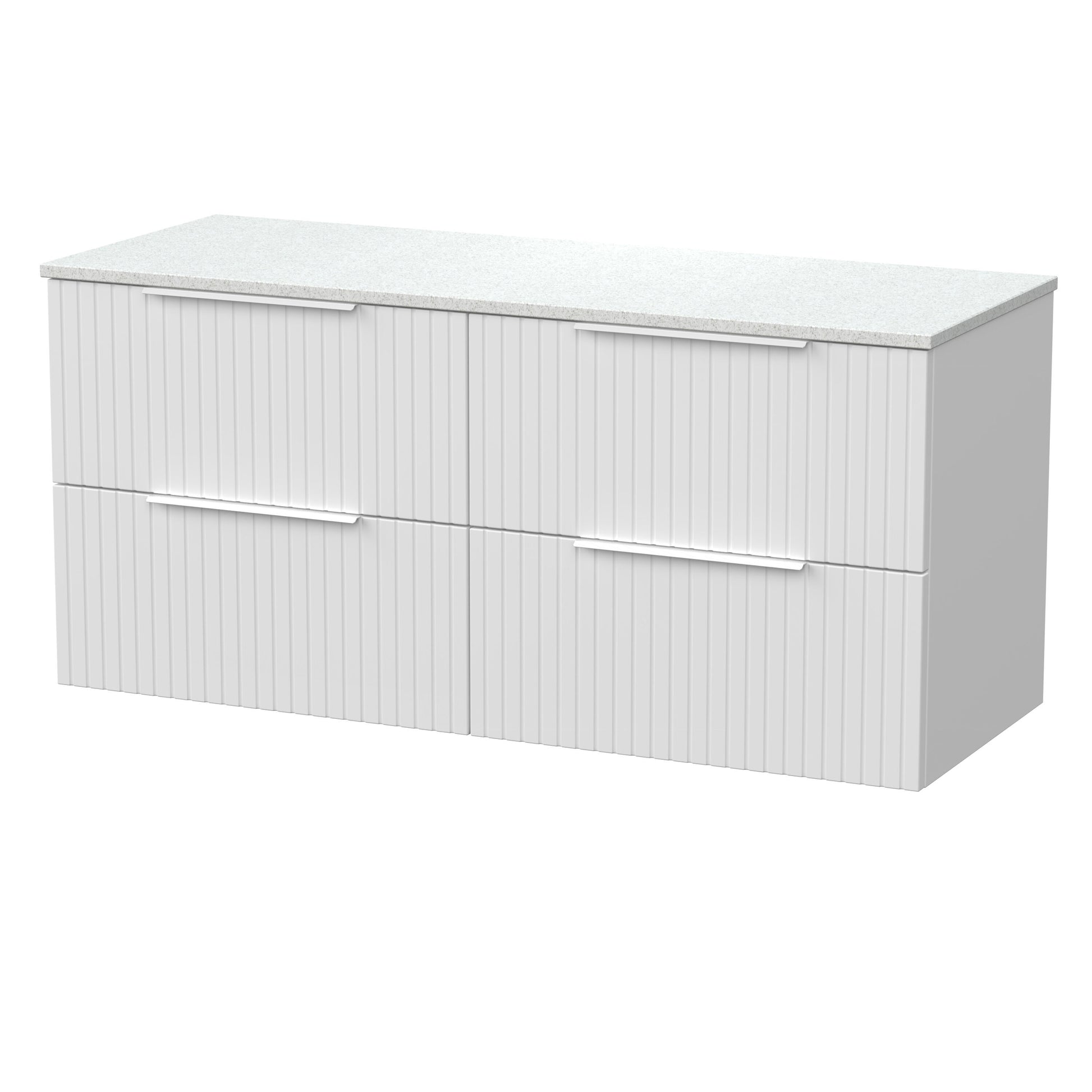 [BFLF124WMT2] Callingwood Contemporary Wall Hung 4 Drawer 1200mm Vanity Unit with White Marble Worktop, Choice of Colour - Cutout