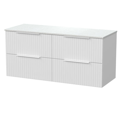 [BFLF124WMT2] Callingwood Contemporary Wall Hung 4 Drawer 1200mm Vanity Unit with White Marble Worktop, Choice of Colour - Cutout
