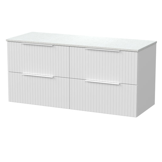 [BFLF124WMT2] Callingwood Contemporary Wall Hung 4 Drawer 1200mm Vanity Unit with White Marble Worktop, Choice of Colour - Cutout