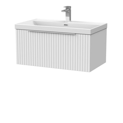 [BFLF125E] Callingwood Contemporary Wall Hung 1 Drawer Vanity Unit with Thin-Edge Ceramic Basin, Choice of Size and Colour - Cutout