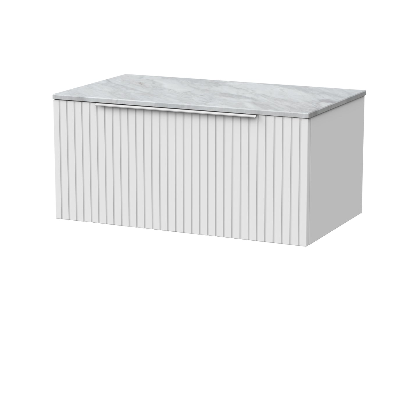 [BFLF125GMT] Callingwood Contemporary Wall Hung 1 Drawer Vanity Unit with Grey Marble Worktop, Choice of Size and Colour - Cutout