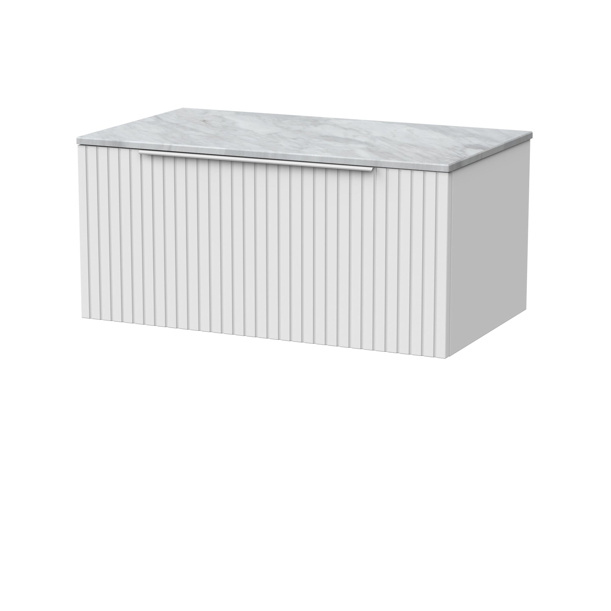 [BFLF125GMT] Callingwood Contemporary Wall Hung 1 Drawer Vanity Unit with Grey Marble Worktop, Choice of Size and Colour - Cutout
