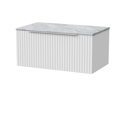 [BFLF125GMT] Callingwood Contemporary Wall Hung 1 Drawer Vanity Unit with Grey Marble Worktop, Choice of Size and Colour - Cutout