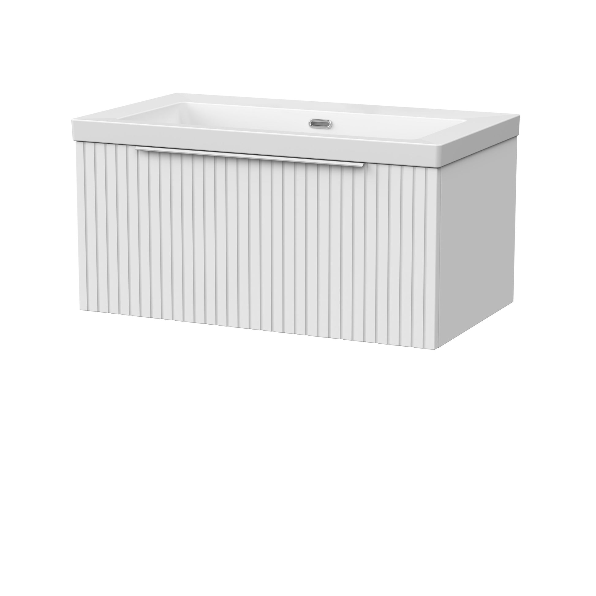 [BFLF125K] Callingwood Contemporary Wall Hung 1 Drawer Vanity Unit with 0 Tap Hole Fireclay Basin, Choice of Size and Colour - Cutout