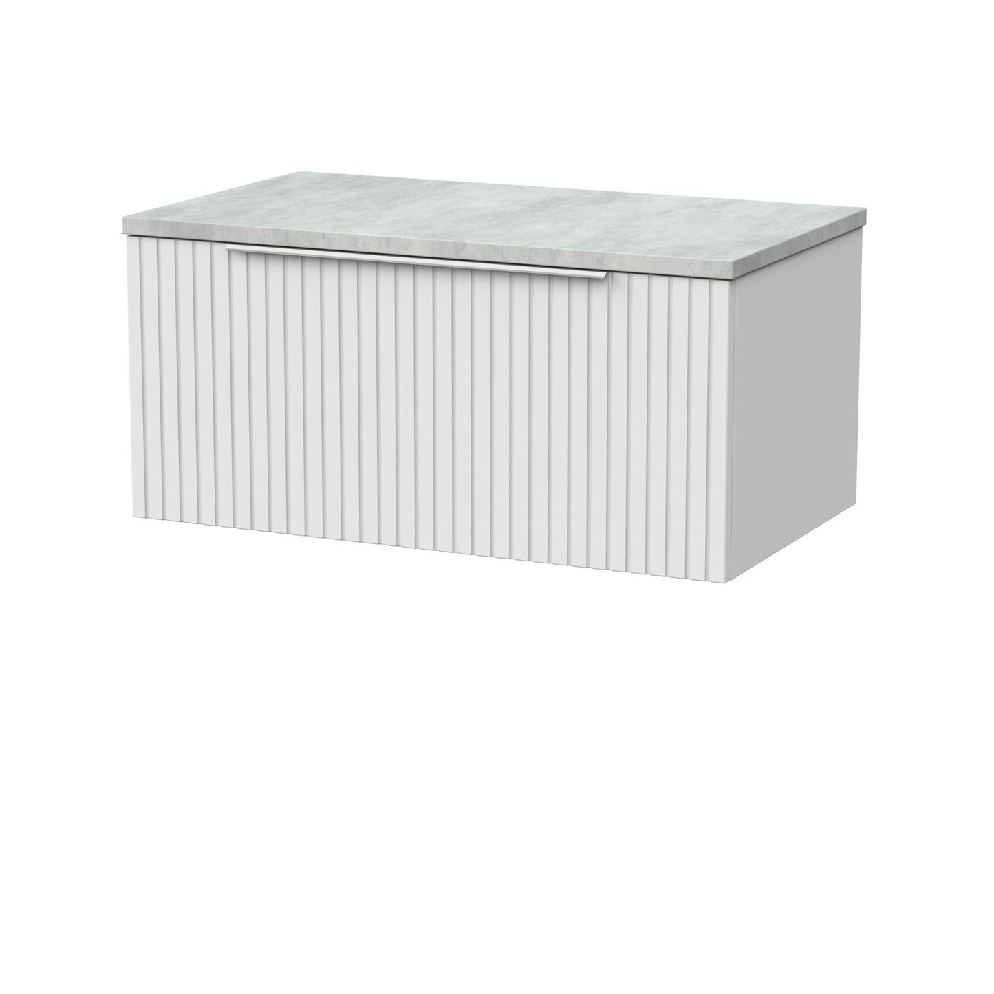 [BFLF125LBG] Callingwood Contemporary Wall Hung 1 Drawer Vanity Unit with Bellato Grey Laminate Worktop, Choice of Size and Colour - Cutout