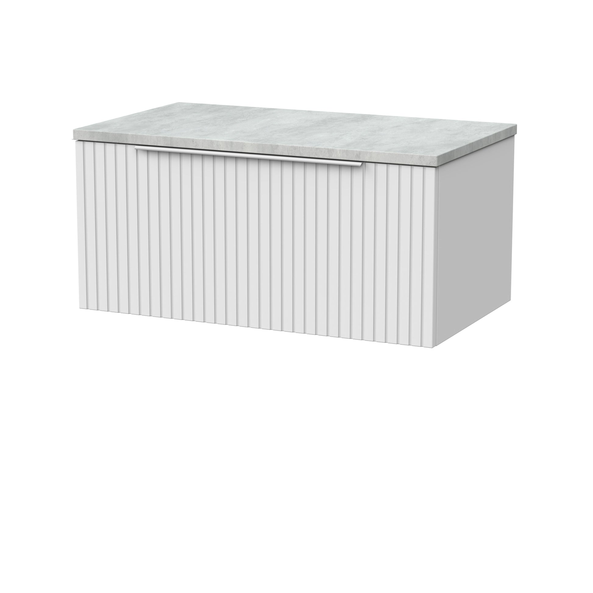 [BFLF125LBG] Callingwood Contemporary Wall Hung 1 Drawer Vanity Unit with Bellato Grey Laminate Worktop, Choice of Size and Colour - Cutout
