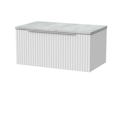 [BFLF125LBG] Callingwood Contemporary Wall Hung 1 Drawer Vanity Unit with Bellato Grey Laminate Worktop, Choice of Size and Colour - Cutout