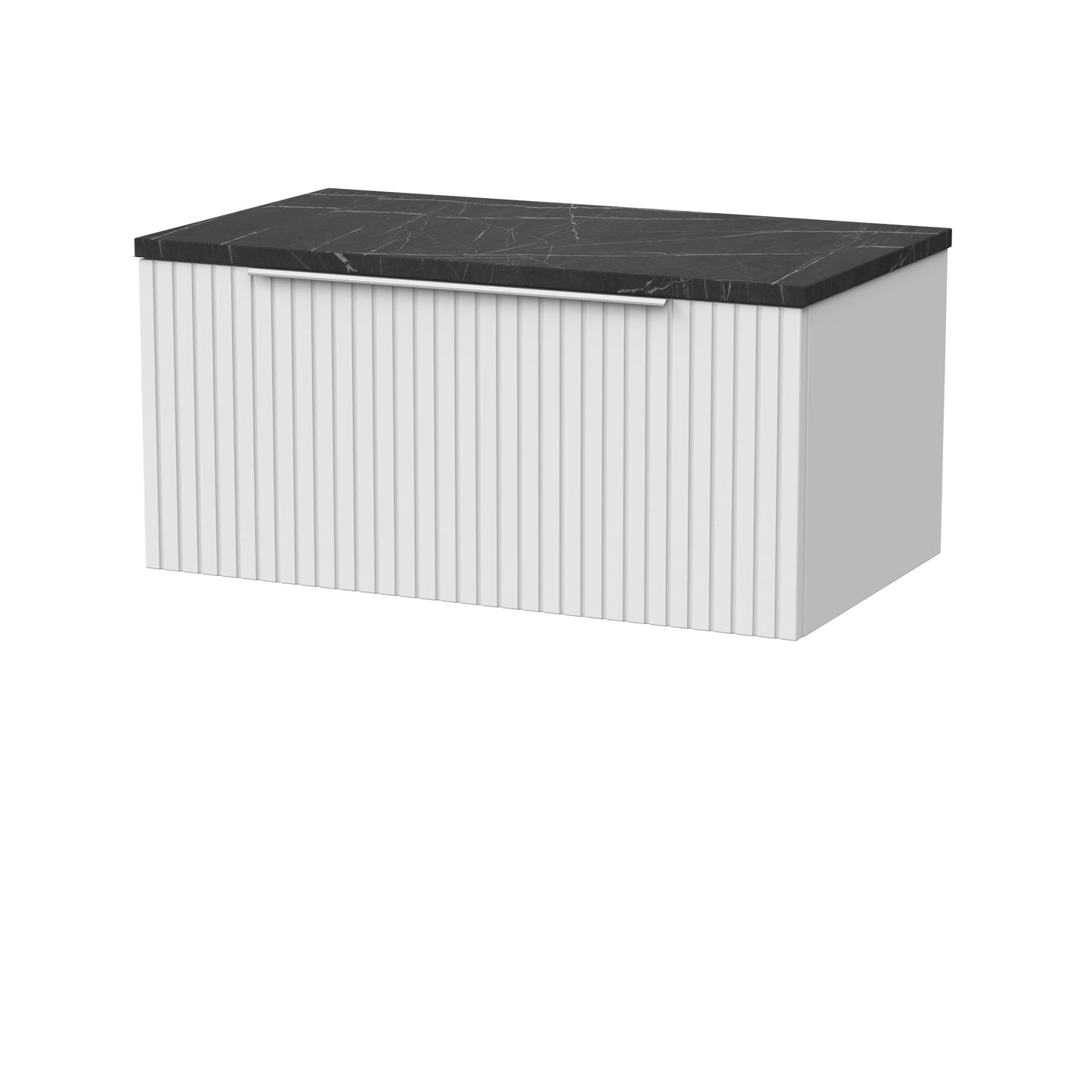 [BFLF125LBP] Callingwood Contemporary Wall Hung 1 Drawer Vanity Unit with Black Pietra Marble Laminate Worktop, Choice of Size and Colour - Cutout