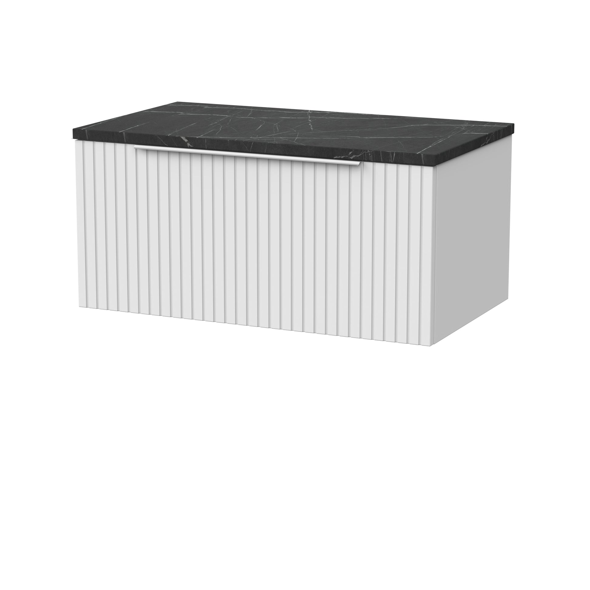 [BFLF125LBP] Callingwood Contemporary Wall Hung 1 Drawer Vanity Unit with Black Pietra Marble Laminate Worktop, Choice of Size and Colour - Cutout