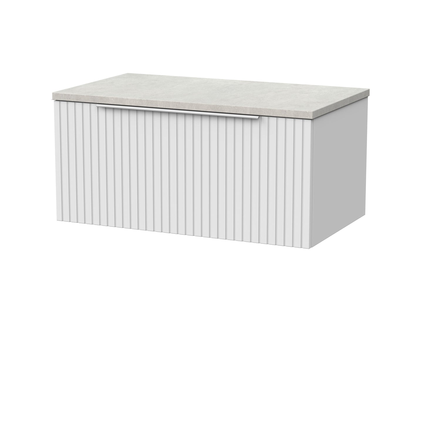 [BFLF125LSWG] Callingwood Contemporary Wall Hung 1 Drawer Vanity Unit with White Sparkle Laminate Worktop, Choice of Size and Colour - Cutout